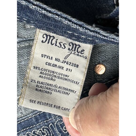 Miss Me Jeans Boot Cut Size 30 JP6220B Fleur de Lis Embellished Pocket Cowgirl - Picture 7 of 16